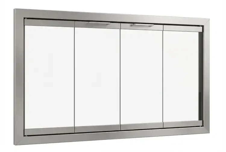 Brushed Satin Nickel Prefab Fireplace Door - Closed Doors