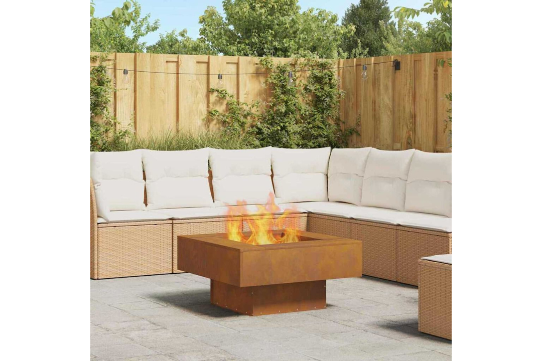 Square Fire Pit 80 x 80 x 40 cm in Rusty Brown