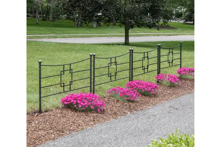 Square-on-Squares Fence Section with Graphite Powder Coated Finish