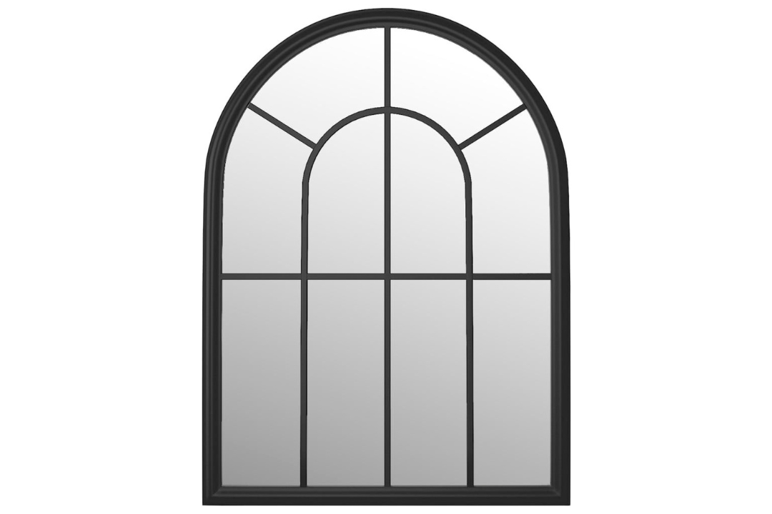 Weather-Friendly Vintage Arched Outdoor Garden Wall Mirror 60 x 45 cm in Black