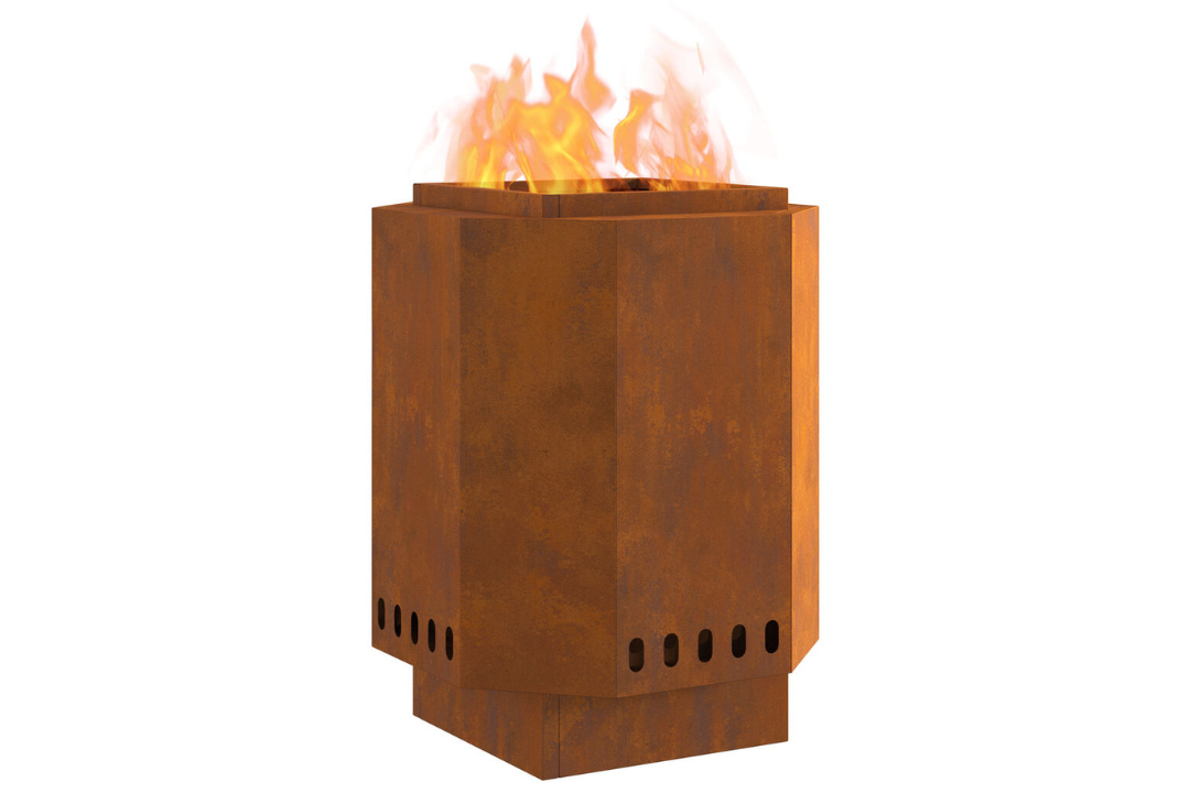 Smokeless Fire Pit 38 x 38 x 51 cm Steel in Natural Rusty Brown
