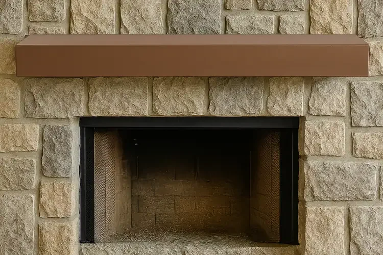 Design Specialties Solar Bronze Powder Coated Steel Mantel Shelf Above Fireplace