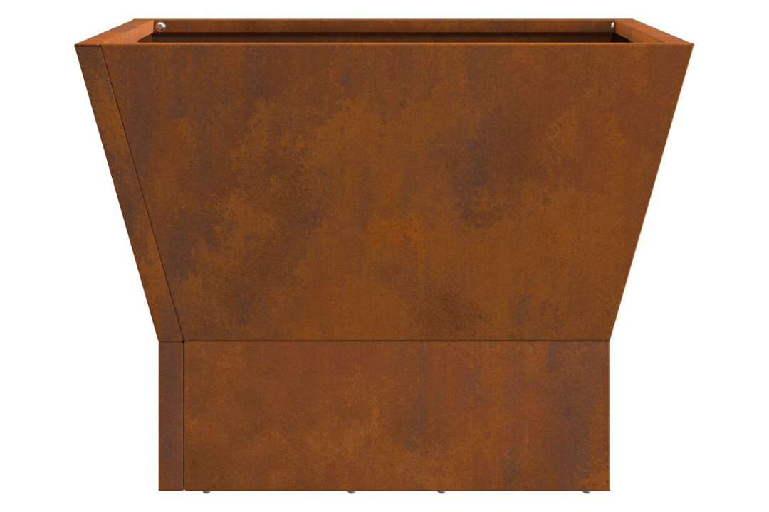 Square Fire Pit 40 x 40 x 30 cm Steel in Rustic Brown in Weathering Steel with Rich Patina