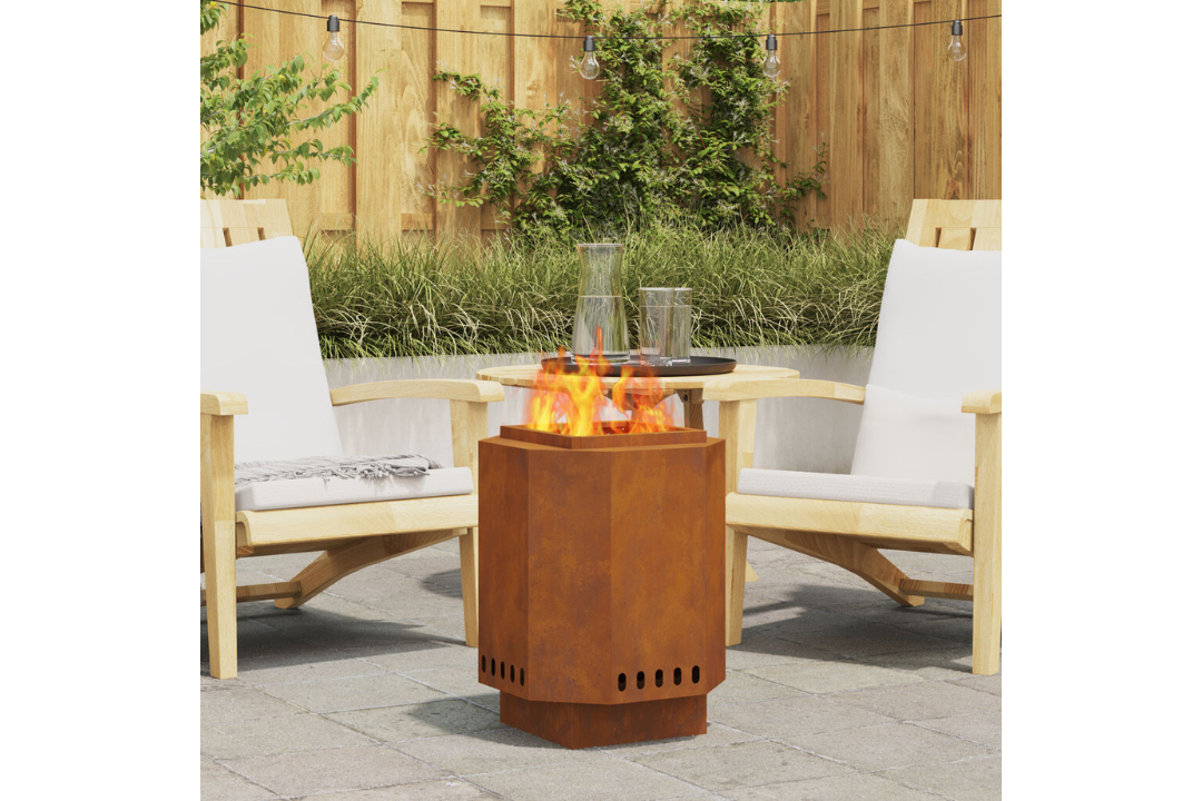 Smokeless Fire Pit 38 x 38 x 51 cm Weathering Steel in Brown