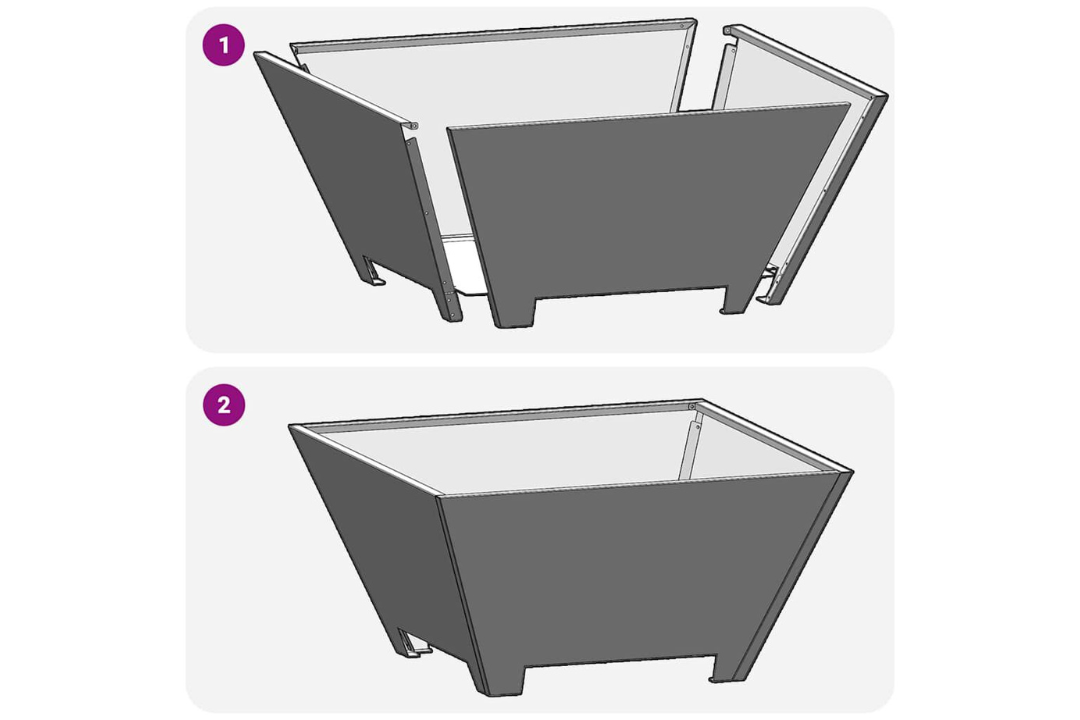 Fire Pit Square 60 x 60 x 30 cm in Black Cold-Rolled Steel Easy Assembly