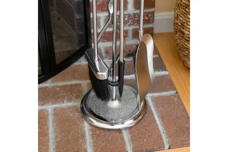 Neoclassic Fireplace Tool Set in Polished Chrome Parts