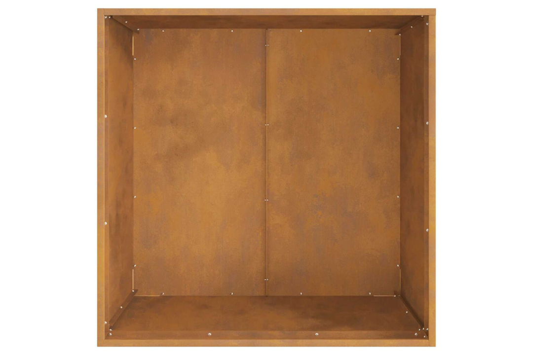 Chic Fire Pit Square 80 x 80 x 43 cm Steel in Rusty Brown Weathering Steel
