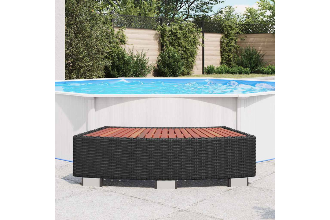 UV-Resistant Spa Step Poly Rattan 92 x 45 x 25 cm in Black