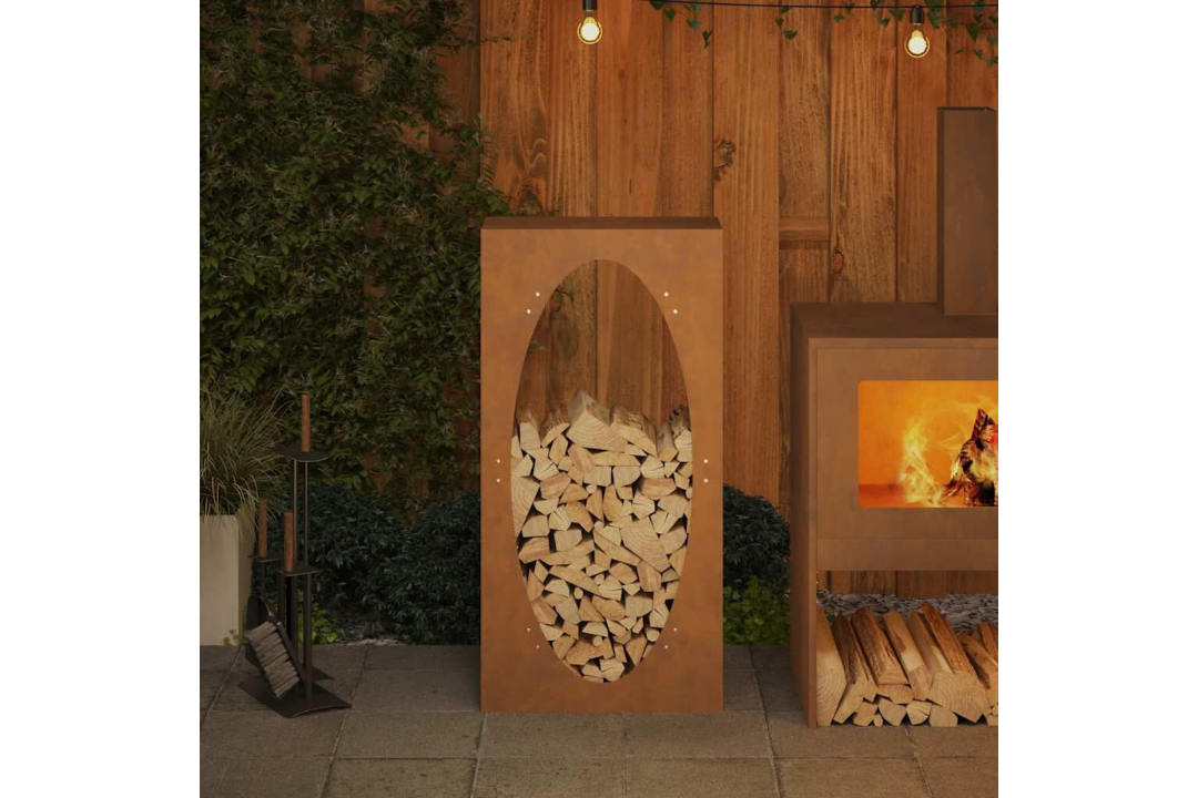Earthy Firewood Rack 50 x 23 x 100 cm in Weathering Steel
