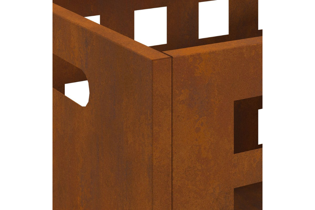 Weather-Tough Fire Pit Rectangular 50 x 30 x 40 cm in Rusty Brown Weathering Steel