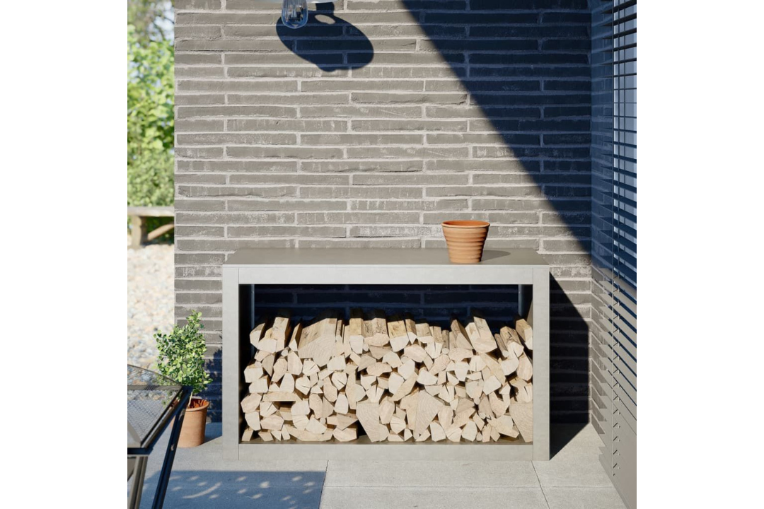 Firewood Rack 100 x 40 x 60 cm in Light Gray Made of Stainless Steel