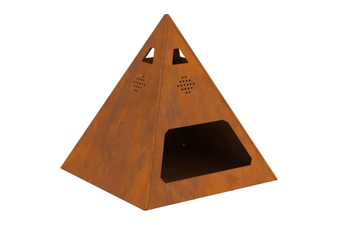 Fire Pit Pyramid 50 x 50 x 51 cm Steel in Rusty Brown