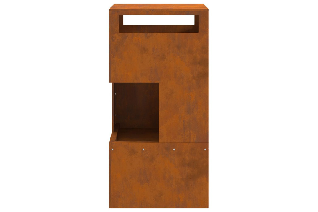 Minimalist Fire Pit 50 x 50 x 100 cm Steel in Rusty Brown Weathering Steel