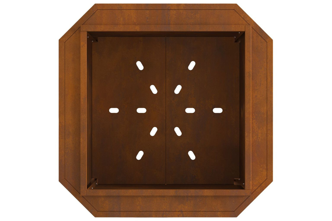 Sleek Smokeless Fire Pit 58 x 58 x 51 cm in Rusty Brown Weathering Steel