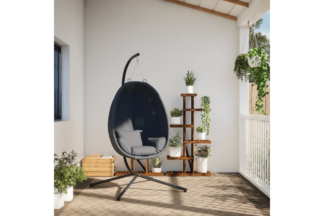 Hanging Egg Chair with Stand Anthracite Steel & Fabric Cushions