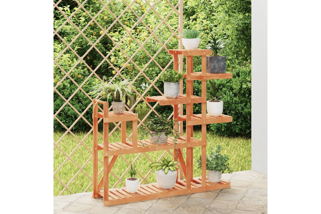 Solid Wood Fir Flower Stand 110 x 25 x 111 cm in Light Brown