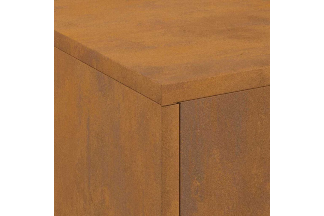 Minimalist Fire Pit with Chimney 80 x 50 x 96 cm in Rusty Brown Weathering Steel