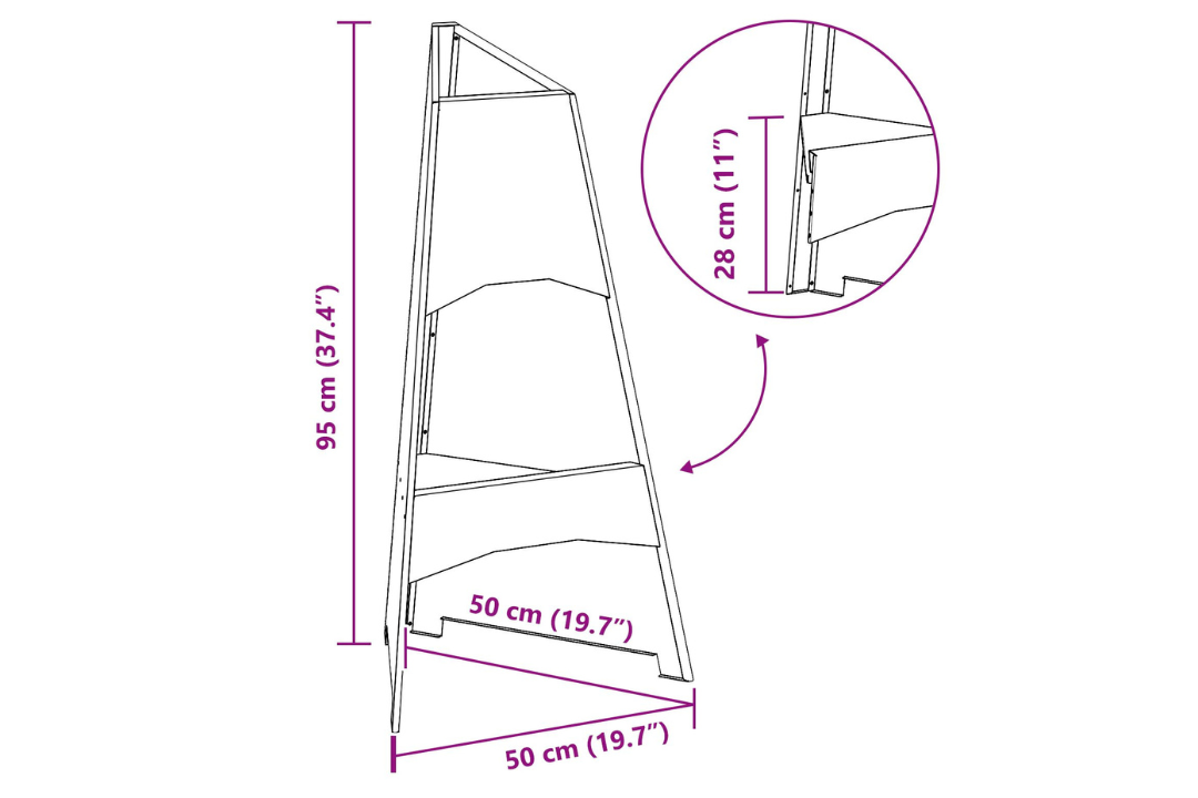 Fire Pit Pyramid 50 x 45 x 95 cm Steel in Rusty Brown Weathering Steel Specifications