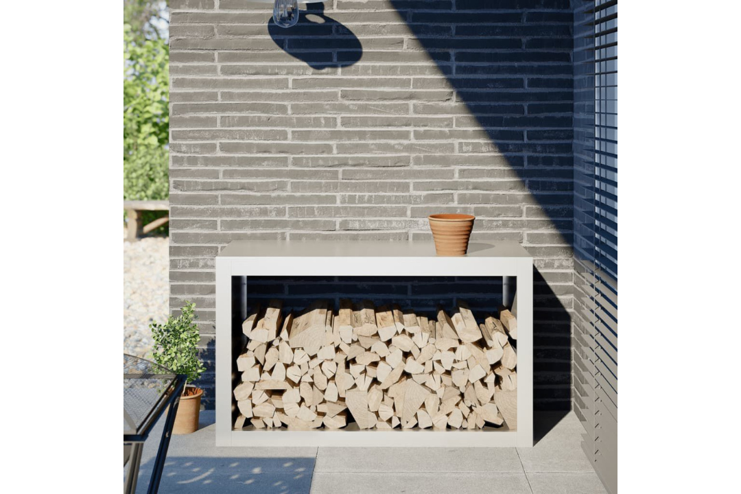Firewood Rack 100 x 40 x 60 cm in White Made of Steel
