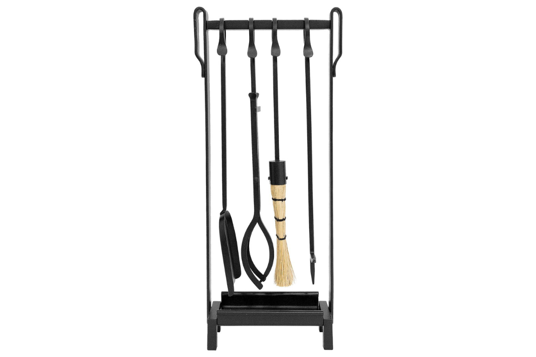 Shepherd's Hook Inline Fireplace Tool Set Made from Wrought Iron