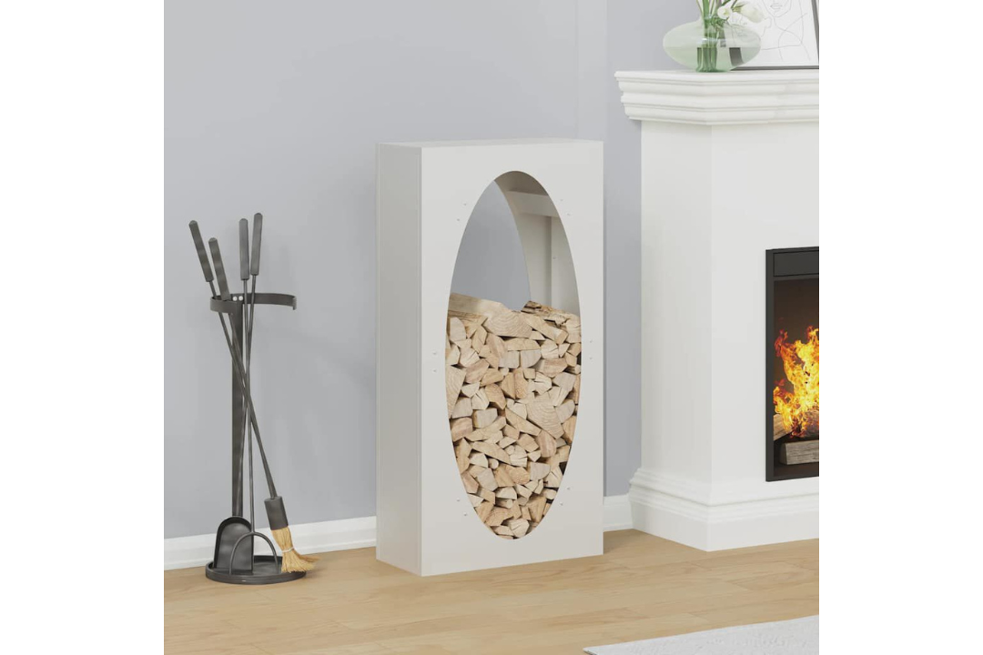 Firewood Rack 50 x 23 x 100 cm in White Made of Cold-Rolled Steel