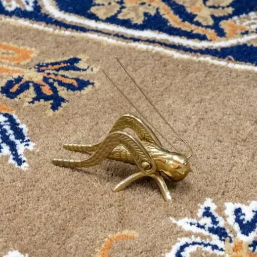 Solid Brass Hearth Cricket Left Side View
