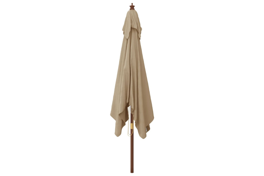 Foldable Garden Parasol with Wooden Pole 300x300x273 cm in Taupe