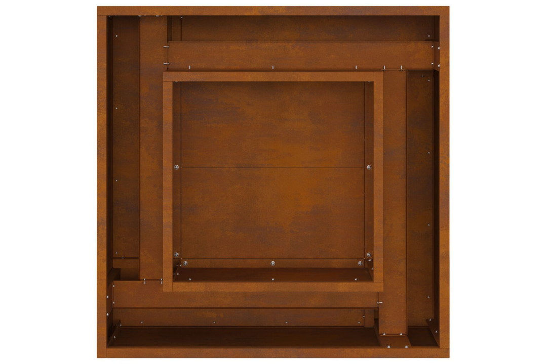 Outdoor Fire Pit Square 60 x 60 x 30 cm in Rusty Weathering Steel