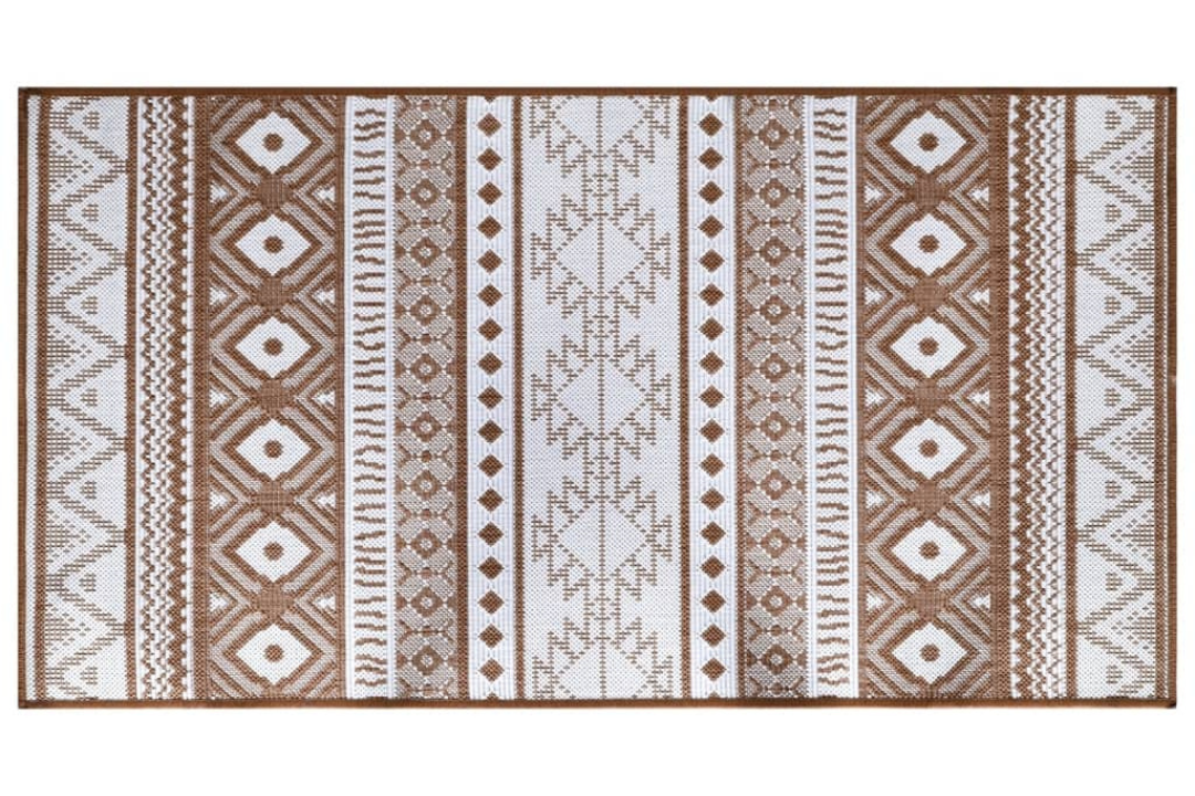 Outdoor Rug Brown and White 80 x 150 cm Reversible
