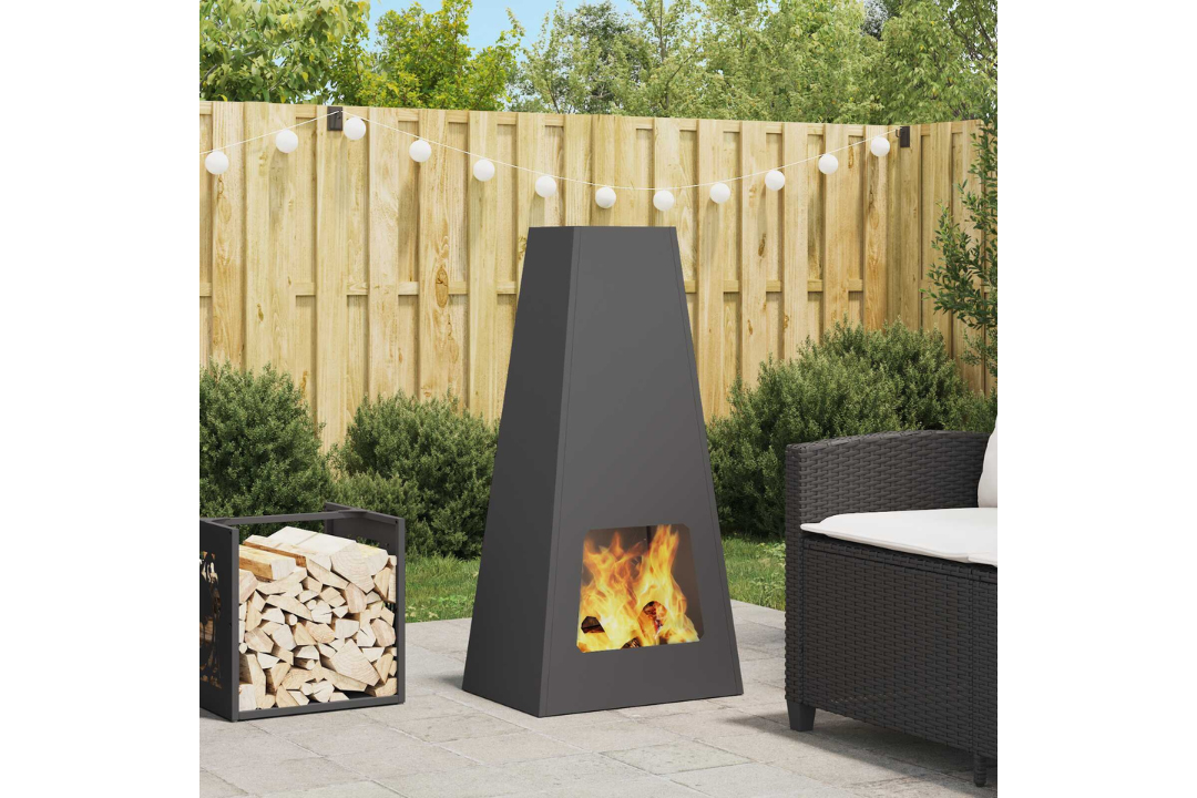 Fire Pit Cone 50 x 35 x 100 cm in Black Cold-Rolled Steel