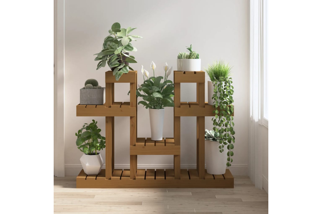 Plant Stand Multi-Tier Shelf for Indoor & Outdoor Plants 104.5x25x77.5 cm in Honey Brown