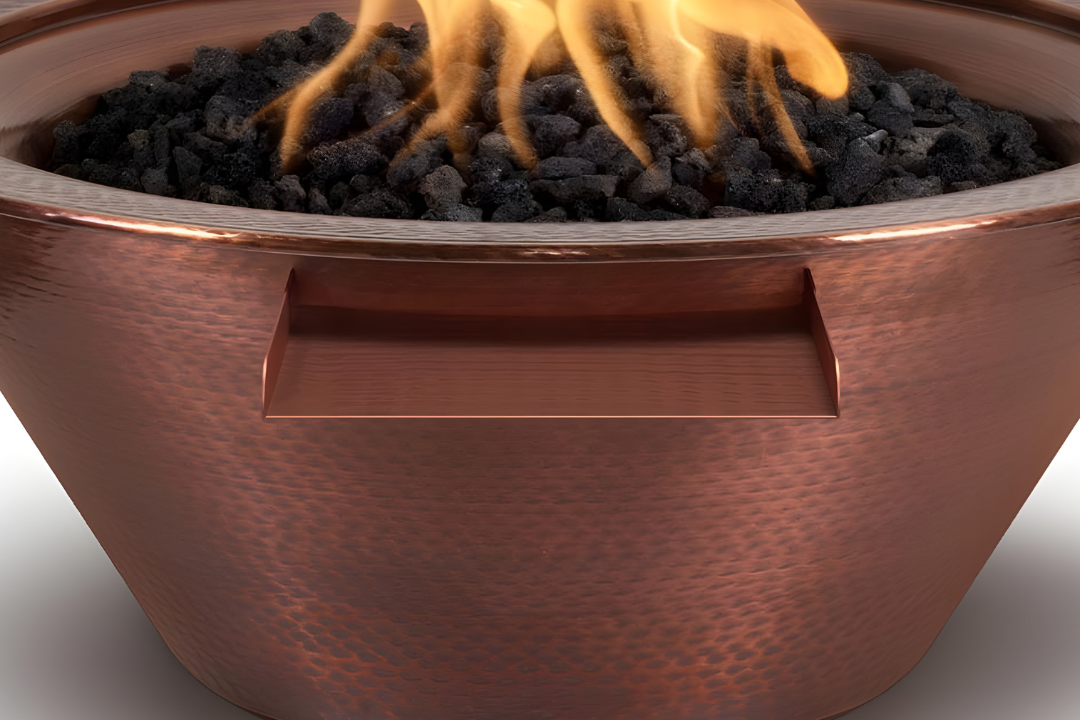 The Outdoor Plus 30" Cazo Fire & Water Bowl ® Copper 4-Way Spill