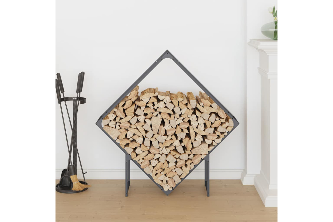 Sleek Firewood Rack 100 x 25 x 100 cm in Anthracite Made of Cold-Rolled Steel