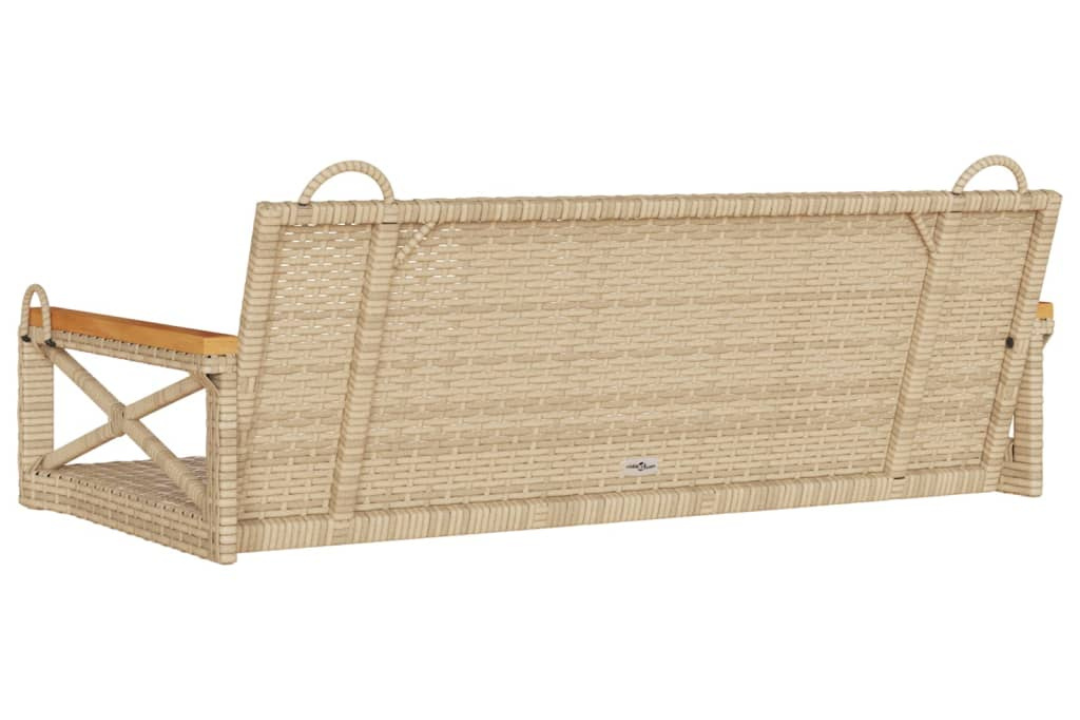 Swing Bench Poly Rattan in Beige Back Details