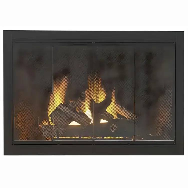 Satin Black Fireview Masonry Fireplace Glass Door – Stock Sizes