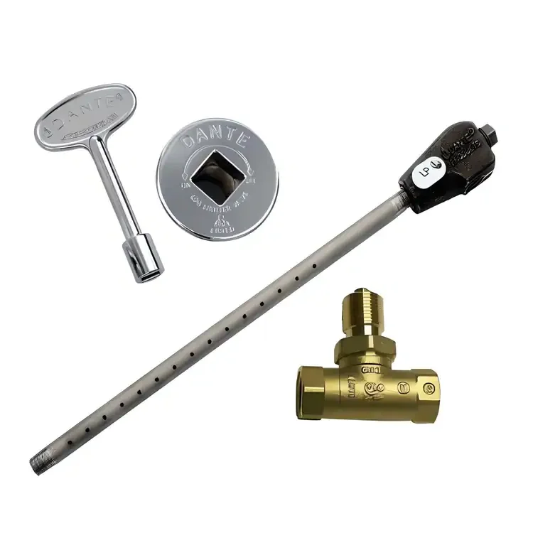 LP 17" Log Lighter Combo Pack  With Straight Ball Valve And 3 ” Chrome Key And Floor Plate