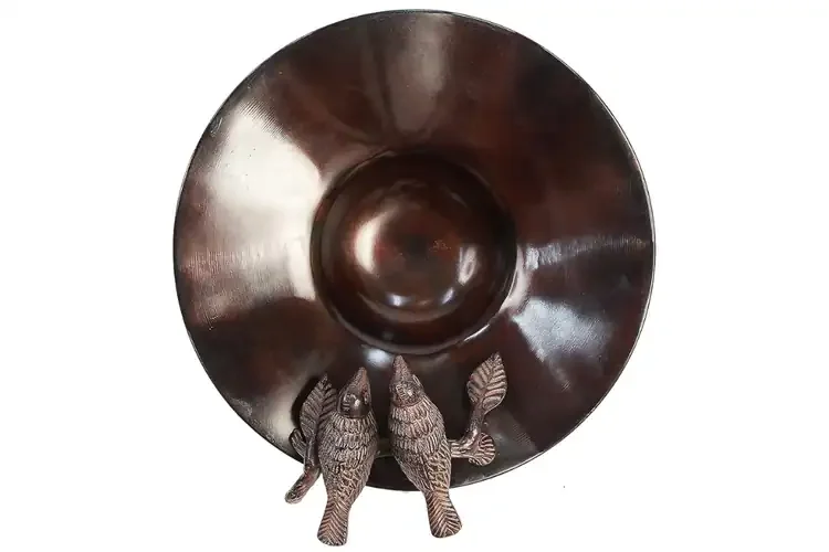 Antiqued Birdbath & Railing Bracket With Brass and Aluminum and Antique Patina Finish