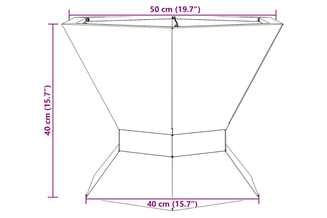 Hexagonal Black Fire Pit 50 x 50 x 40 cm Cold-Rolled Steel Specifications
