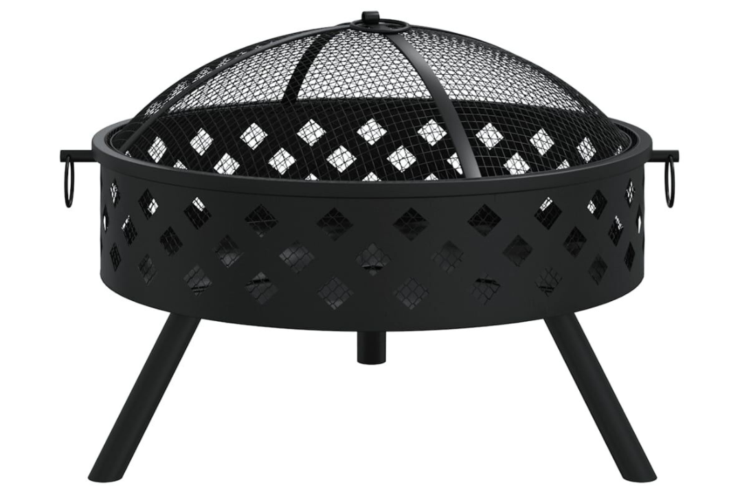 Durable Fire Pit with Poker 58 cm XXL Steel Outdoor Garden Patio Fireplace