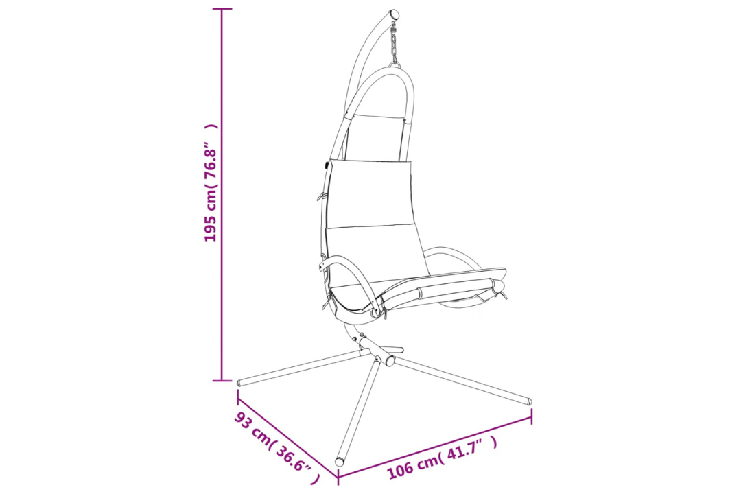 Garden Swing Chair with Cushion Oxford Fabric and Steel in Cream Specifications