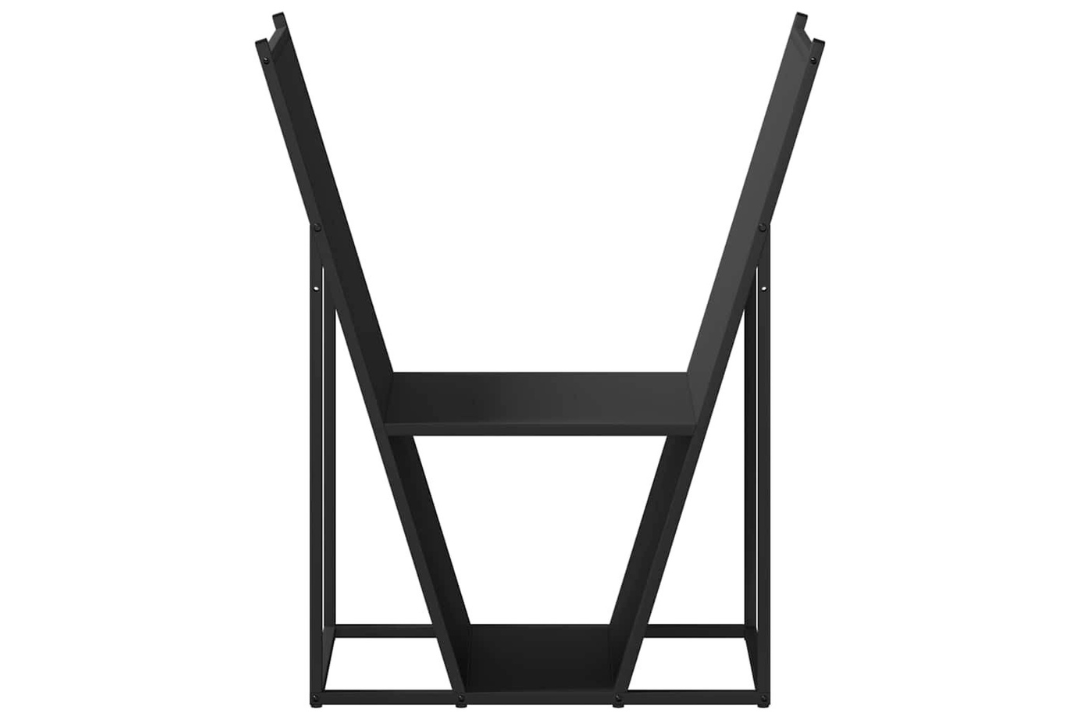 Sleek Firewood Rack 69.5 x 35 x 81 cm in Black Made of Cold-Rolled Steel