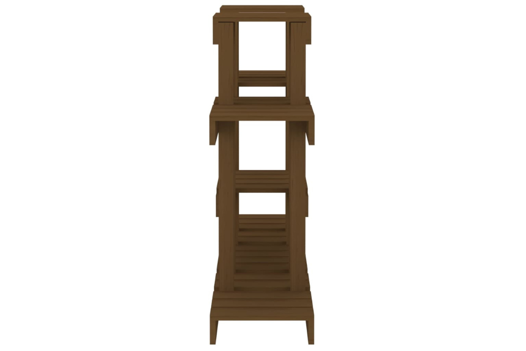 Weather-Resistant Plant Stand Multi-Tier Shelf for Indoor & Outdoor Plants 104.5x25x77.5 cm Made of Solid Wood Pine in Honey Brown