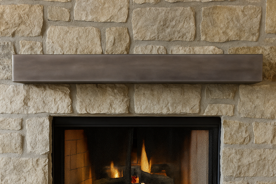 Design Specialties Forged Iron Steel Hand Crafted Finish Steel Mantel Shelf Above Fireplace