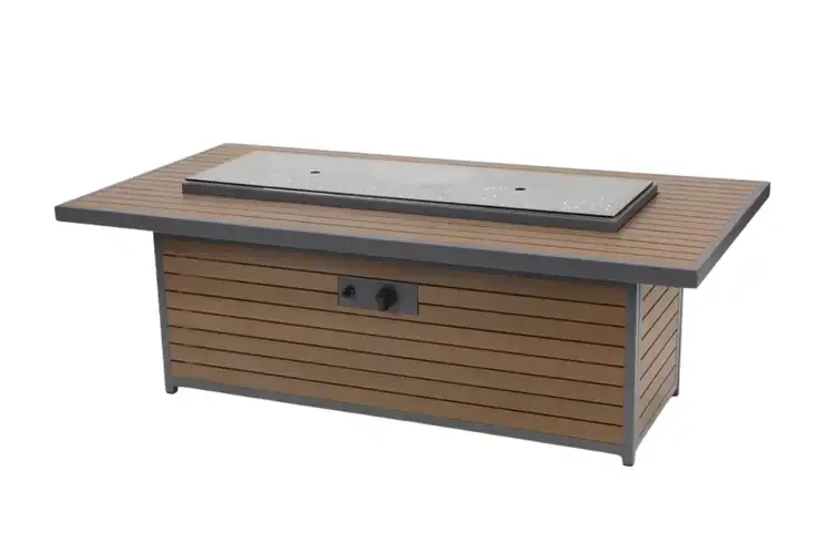 Kenwood and Brooks Umber Brown 61" Linear Chat Height Gas Fire Pit Table Cover Included