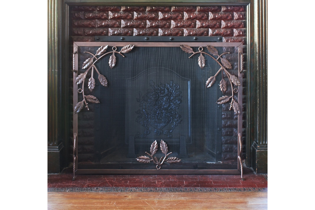 Weston Flat Fireplace Screens – Hand-Forged Decorative Hearth Guard in Roman Bronze 38” X 30”