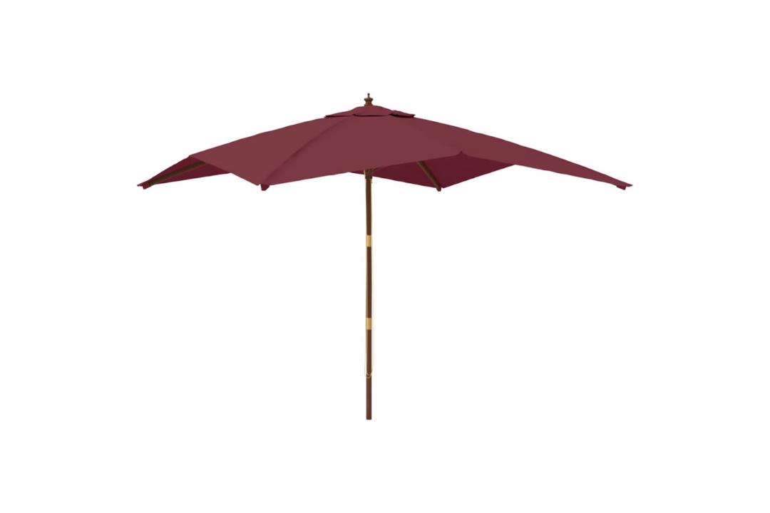 Garden Parasol with Wooden Pole 300x300x273 cm in Bordeaux Red