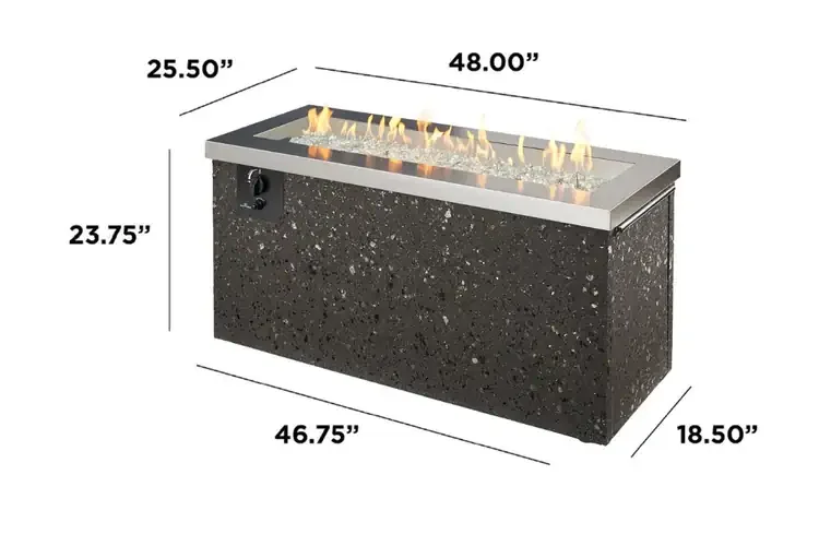 Key Largo 48" Linear Gas Fire Pit Table Dimension