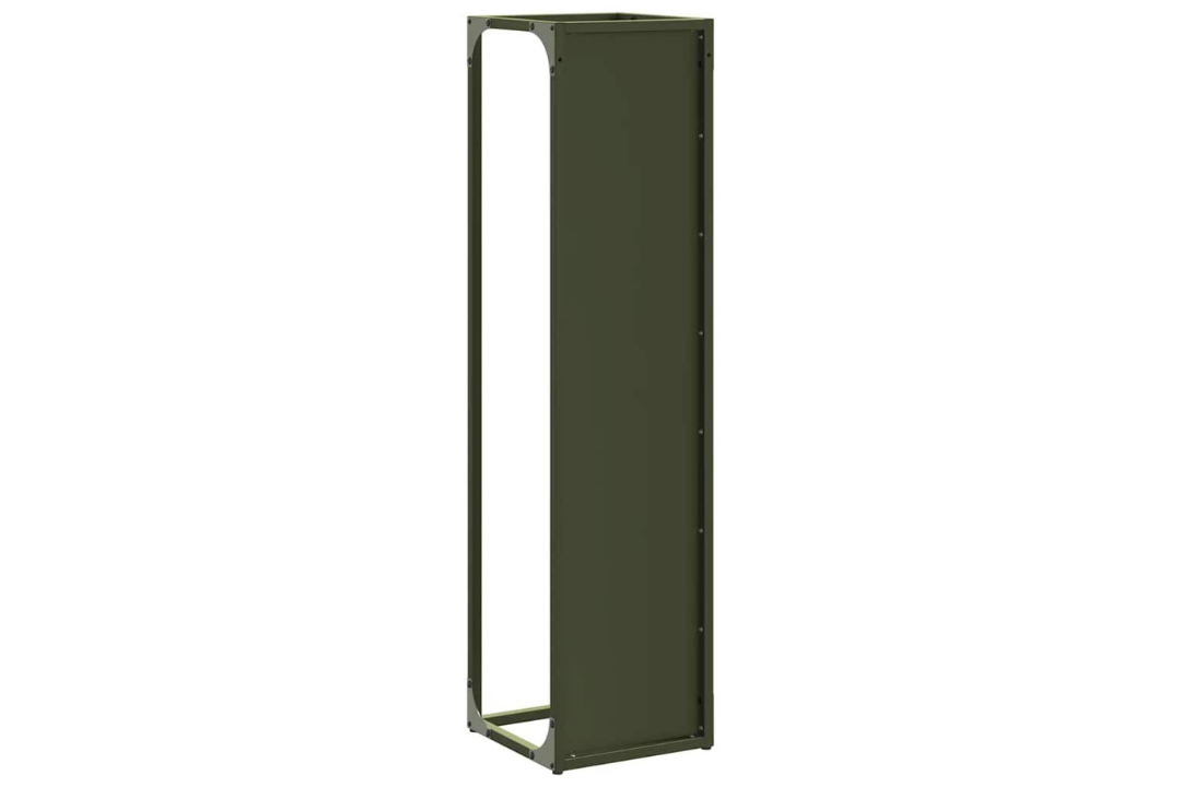 Durable Firewood Rack 25 x 25 x 100 cm in Olive Green Made of Cold-Rolled Steel