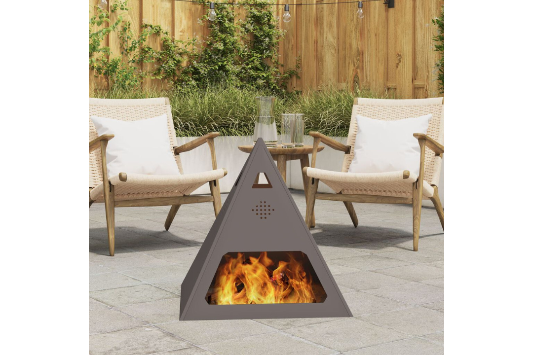 Fire Pit Pyramid 50 x 50 x 51 cm in Black Cold-Rolled Steel
