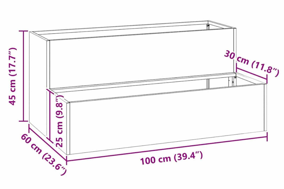 2-Tier Galvanised Steel Garden Planter Specifications